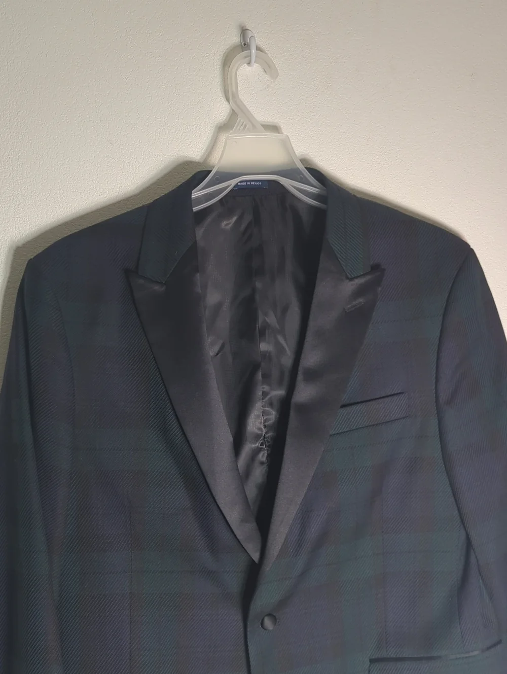 Mens Plaid Tartan Tuxedo Suit Coat Dinner Jacket Blue Scottish Special Event 46R